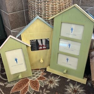 Pottery barn kids frames. Large=three 5 x 3 photos, small=one 5 x 7 yellow=3x5